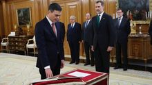 Toma de posesión de Pedro Sánchez en el Palacio de la Zarzuela.