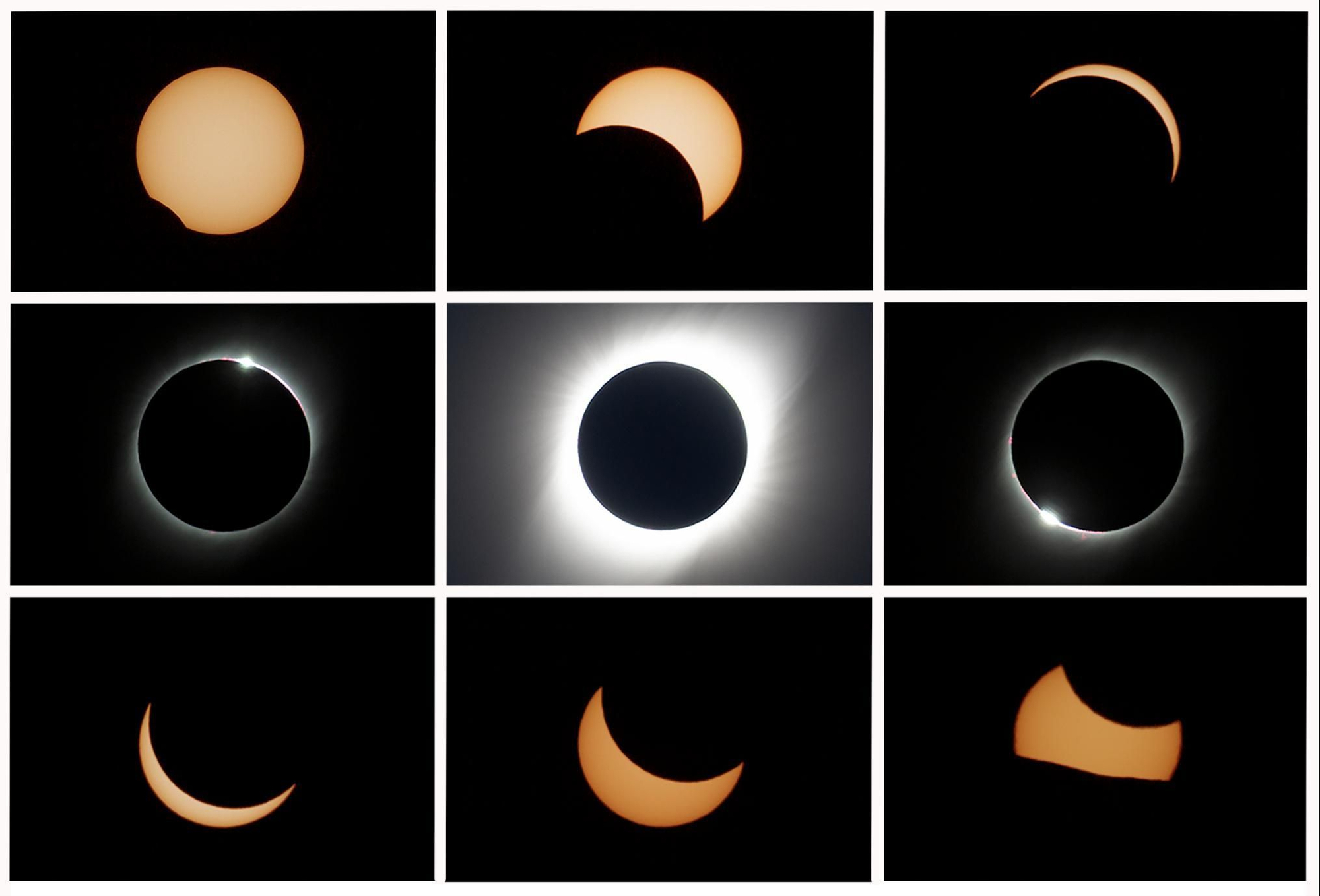Composición de fotos de Josep Masalles del eclipse de sol total en Argentina, 2019