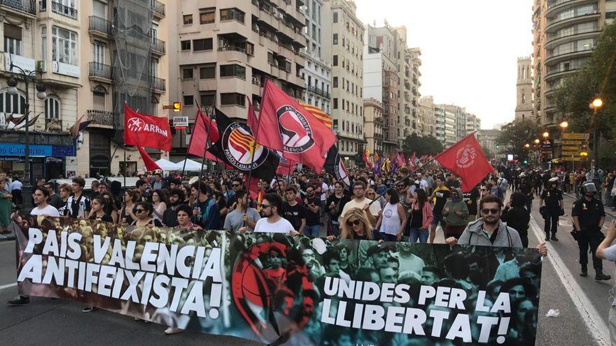 Imagen de la manifestación de la Comissió 9 d'Octubre en 2019.