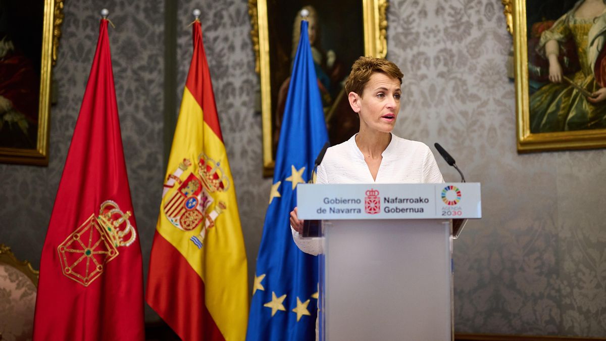 La presidenta de Navarra, María Chivite, este miércoles en el Palacio de Navarra.