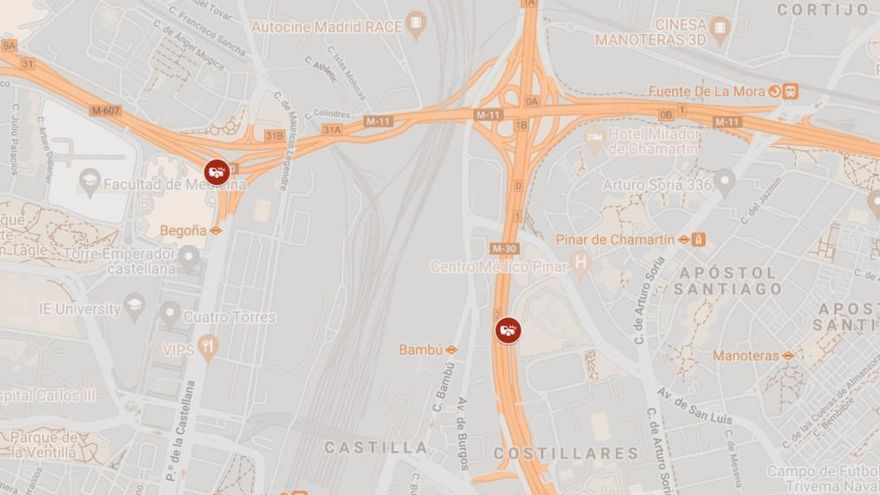 Los lugares donde Almeida pondrá las "grúas gigantescas" contra los atascos de Madrid