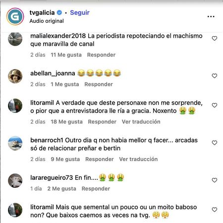 Respuestas de los usuarios al post de Instagram