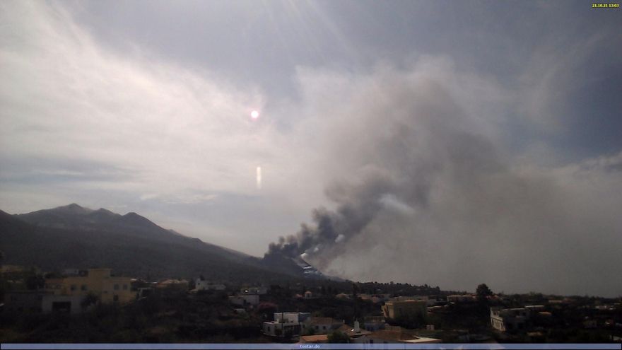 Lluvias débiles este viernes en La Palma y la nube de cenizas se desplaza hacia el suroeste