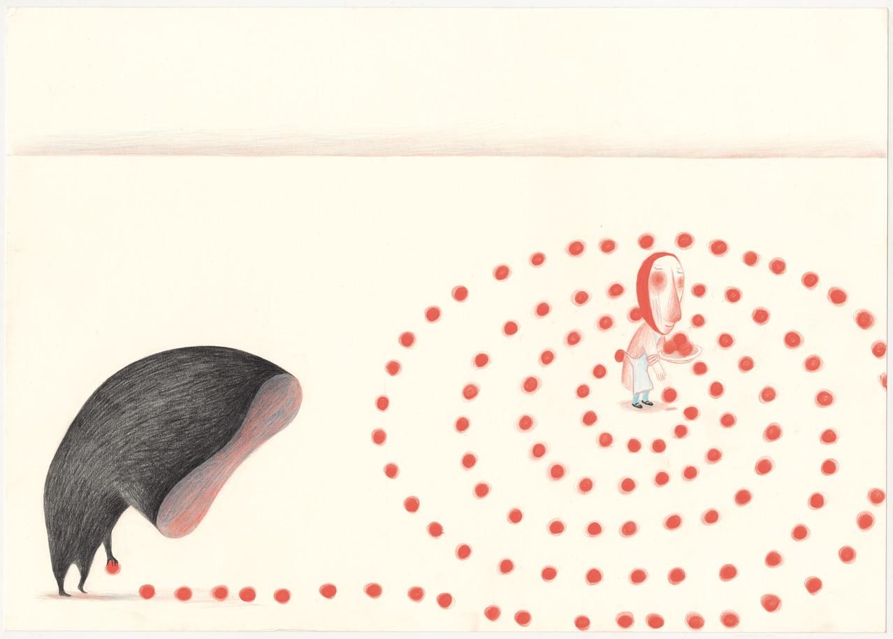 A I Pani d’Oro della Vecchina la il·lustradora va representar la mort que acompanya una majora