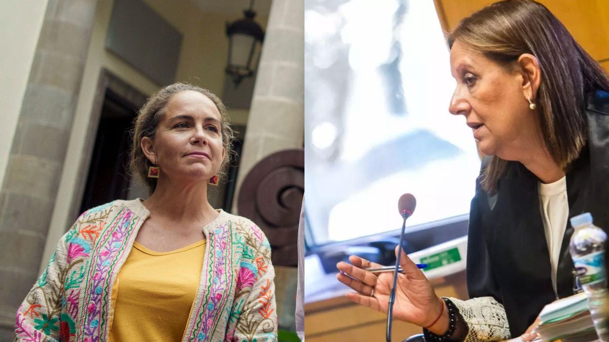 La diputada de Vox en el Parlamento de Canarias, Paula Jover, y la fiscal superior de Canarias, María Farnés.