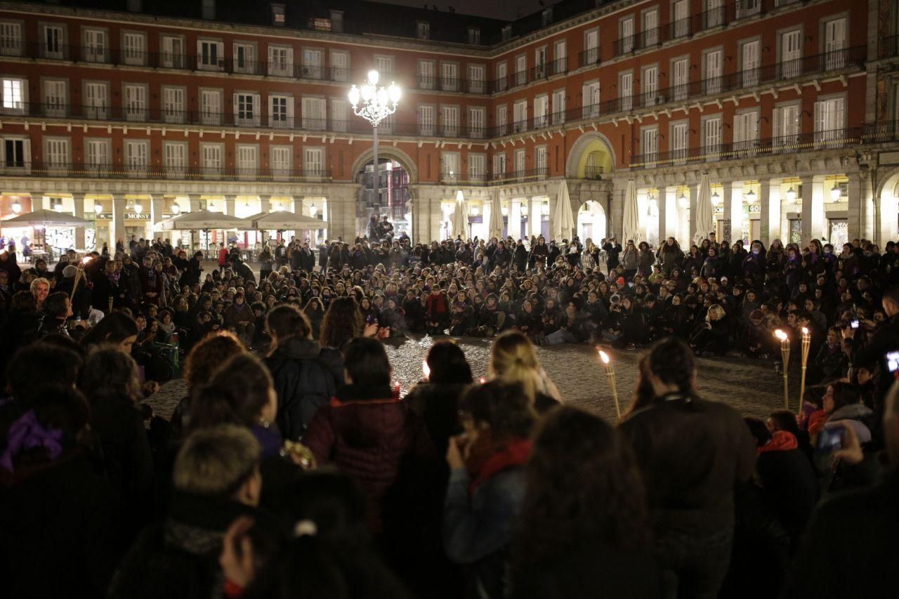 Las mujeres arrancan las movilizaciones del 8 de marzo de madrugada en Madrid. Olmo Calvo.