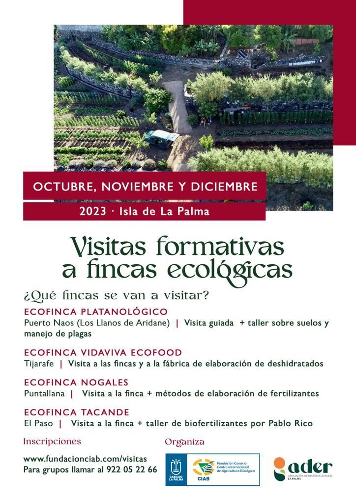 Cartel  de las visitas formativas a ecofincas  de La Palma.