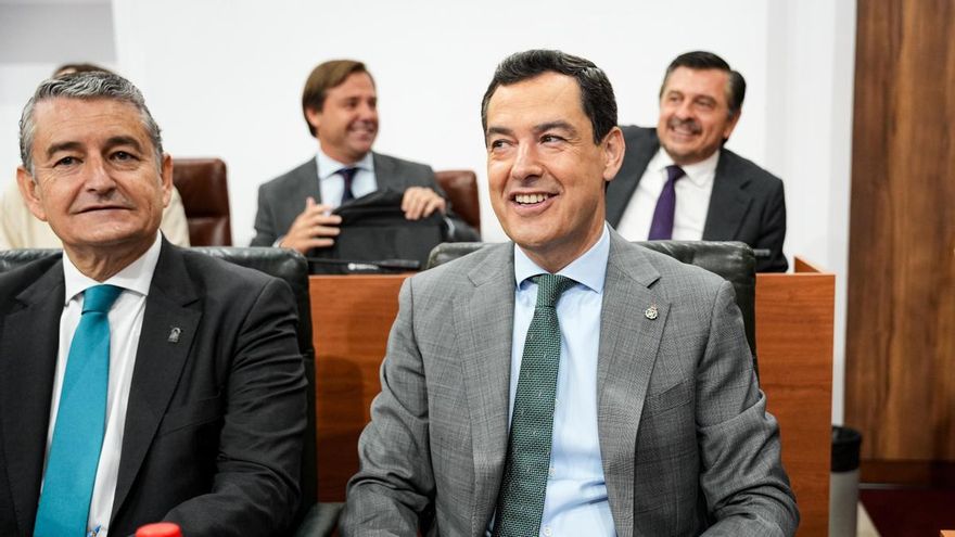 El presidente en funciones de la Junta de Andalucía y candidato del PP a la reelección, Juanma Moreno