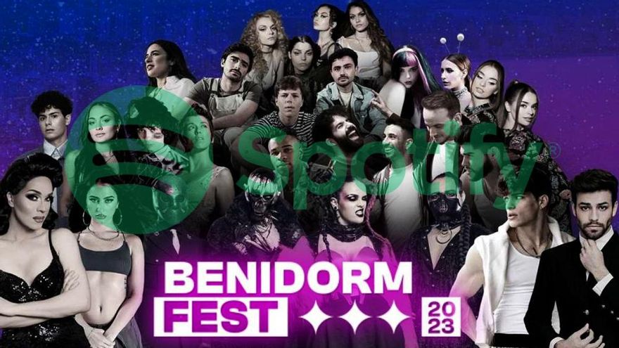 Todos los participantes del Benidorm Fest 2023 y el logo de Spotify
