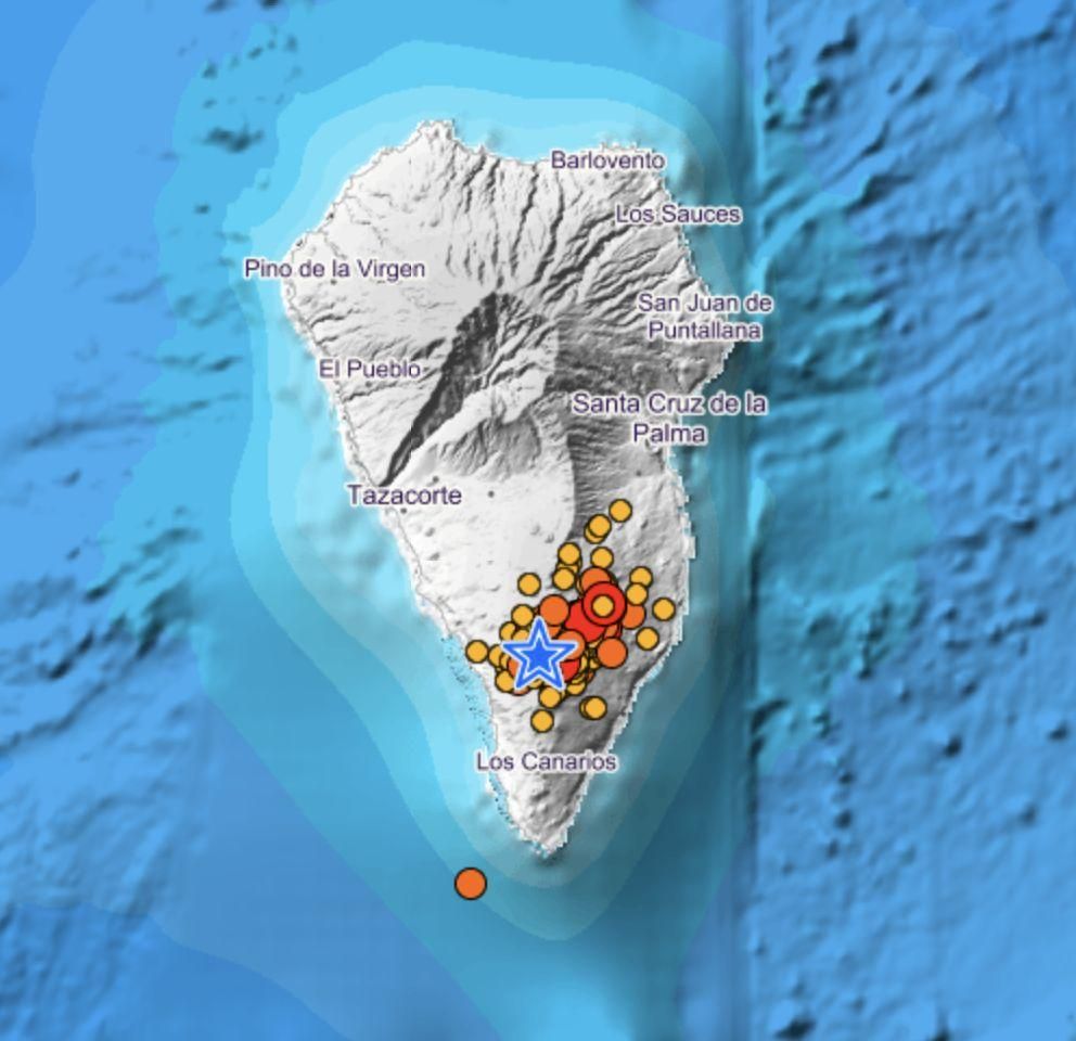 Mapa del registro de terremotos del IGN.