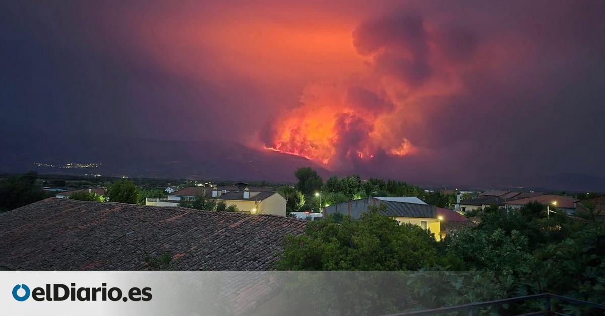 La localidad cacereña de Cabezabellosa vive una “situación crítica” por la reactivación del incendio de Jarilla