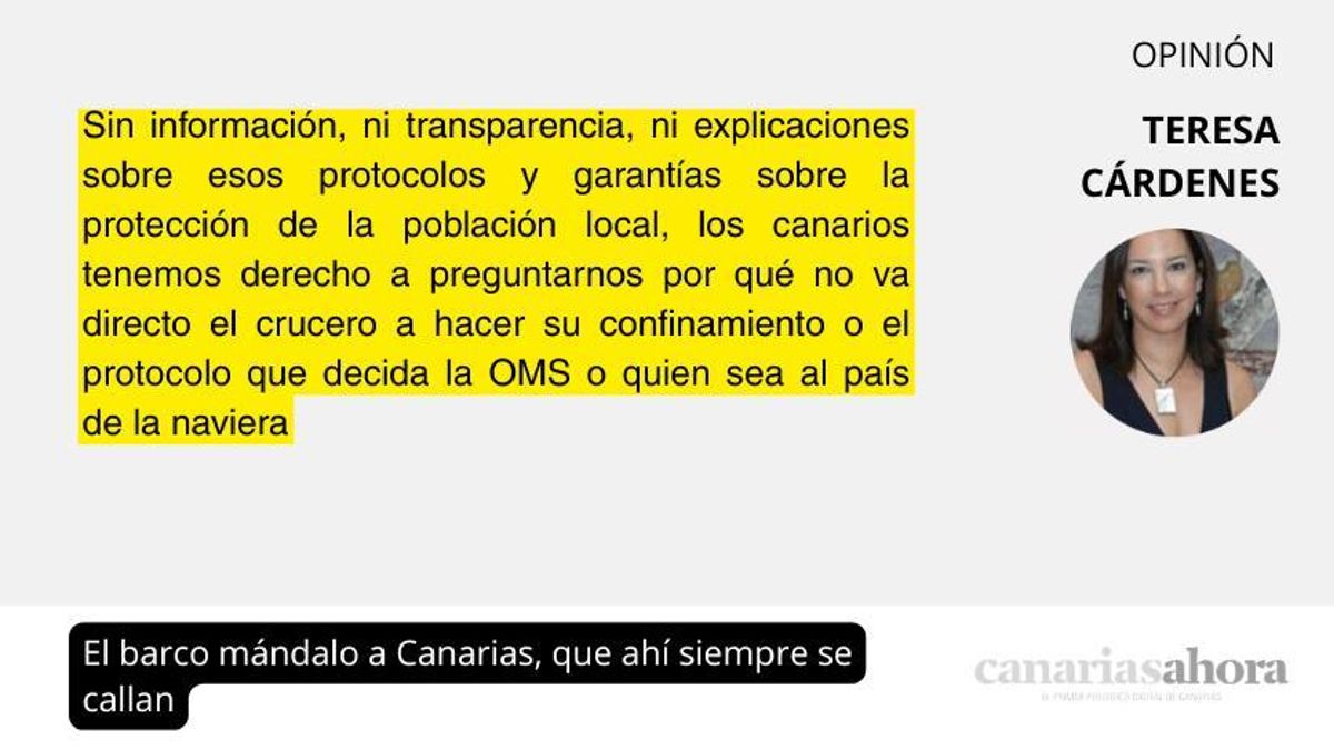 El barco mándalo a Canarias, que ahí siempre se callan