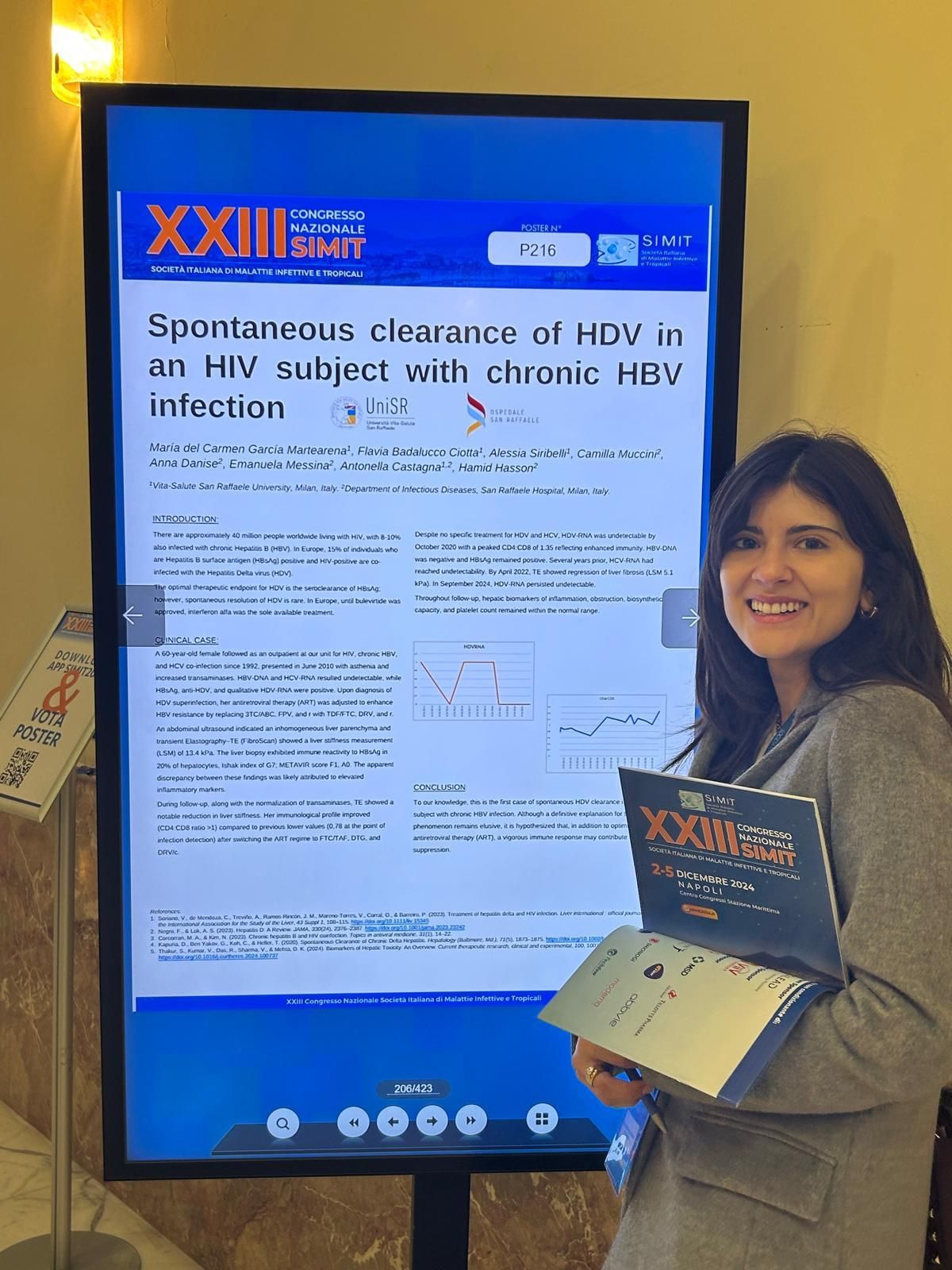María del Carmen, presentando en el congreso Nacional italiano de enfermedades infecciosas.