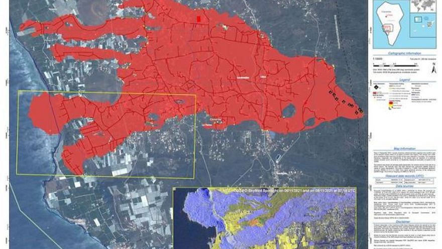 La reactivación de dos coladas eleva a 996 las hectáreas afectadas por la lava, según Copernicus