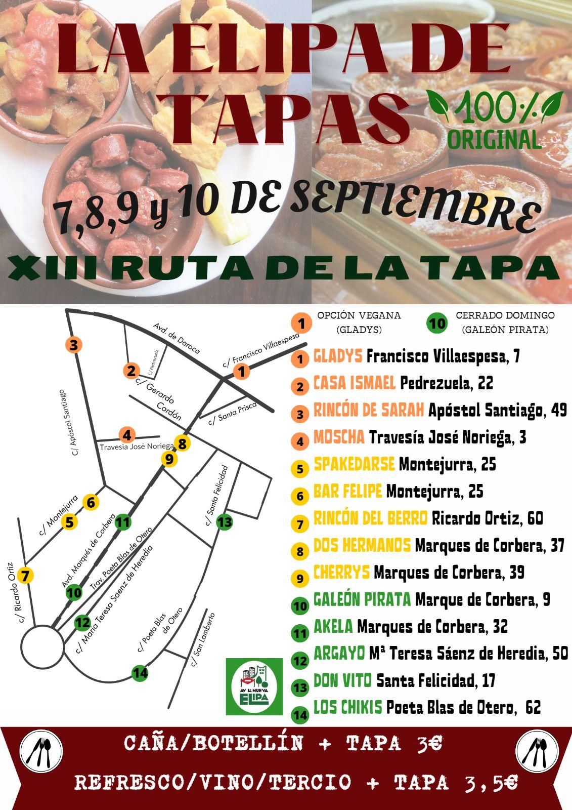 Establecimientos participantes en la XIII Ruta de la Tapa