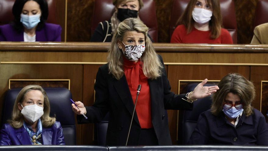 Yolanda Díaz, este miércoles, en el Congreso de los Diputados.