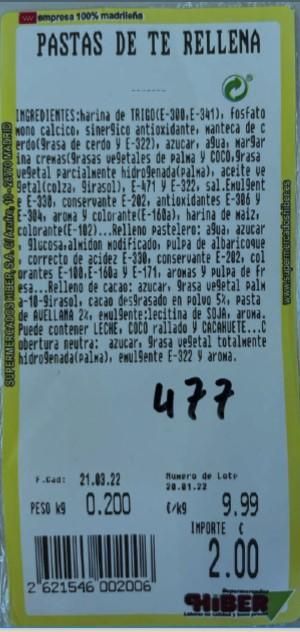 Pastas de té rellenas