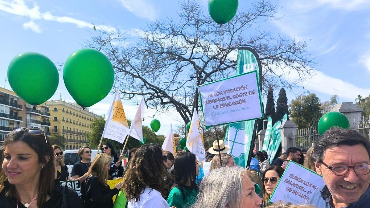 Concentración del sector de escuelas infantiles a las puertas del Parlamento andaluz
