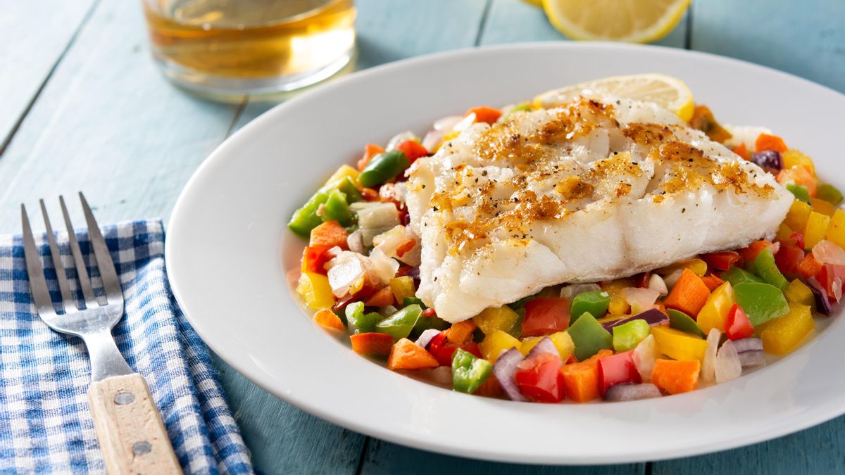 Bacalao a la plancha con verduras