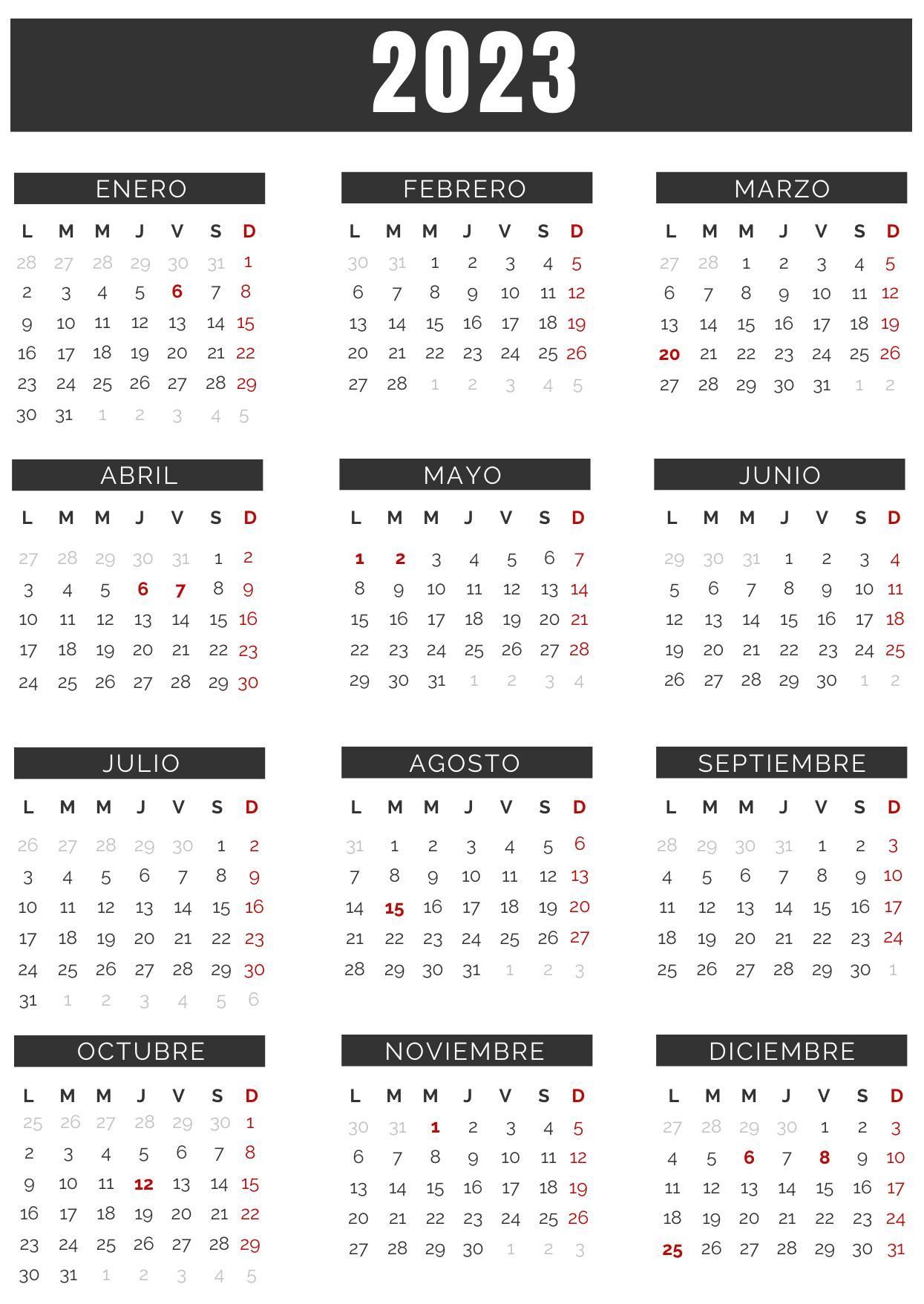 Calendario 2023 de la Comunidad de Madrid