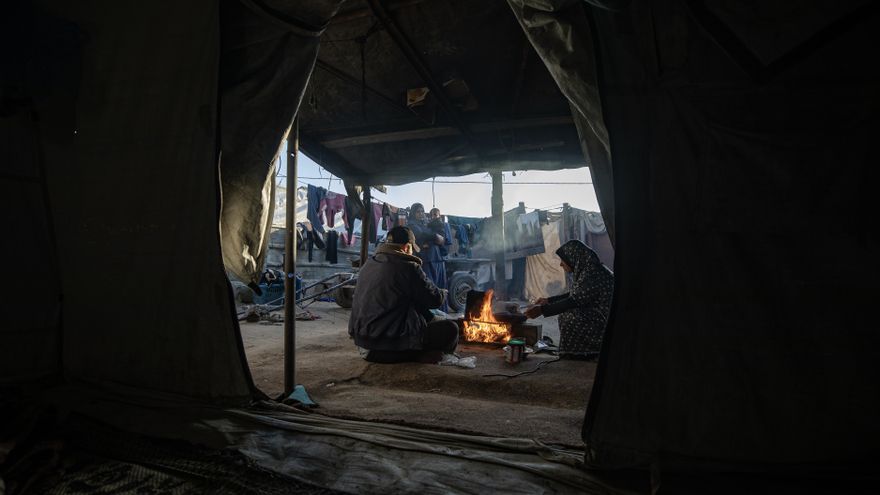 Imagen del 5 de marzo de 2026 de refugiados palestinos en Gaza. EFE/EPA/HAITHAM IMAD