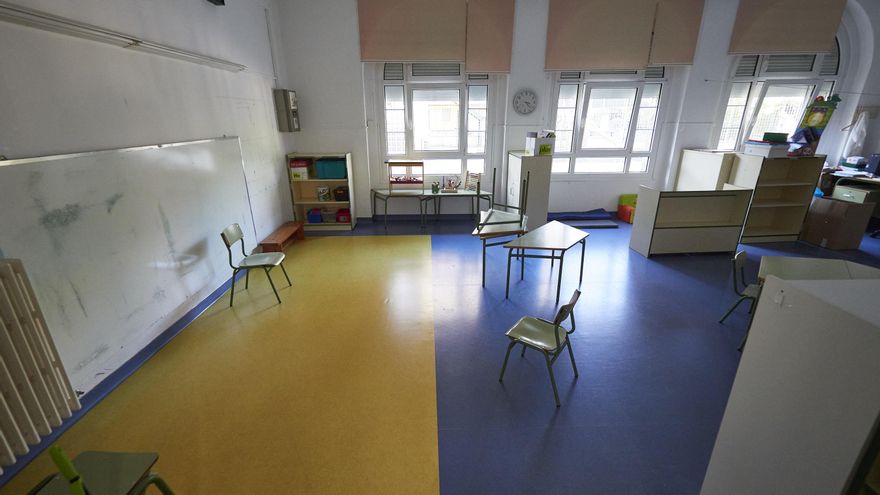 Una clase del Colegio Público Víctor Pradera en el primer día de colegio del curso escolar 2020-2021en Pamplona, Navarra (España), a 4 de septiembre de 2020