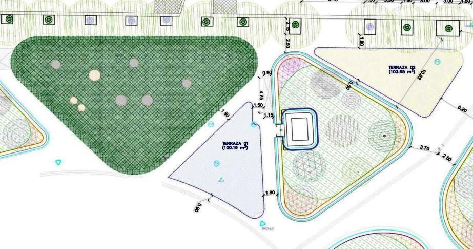 Plano de las terrazas previstas en el Café de Cervantes.