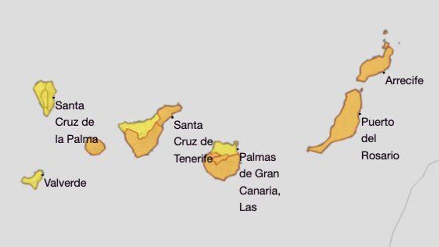Aemet sube los avisos por calor a naranja en casi todas las islas de Canarias
