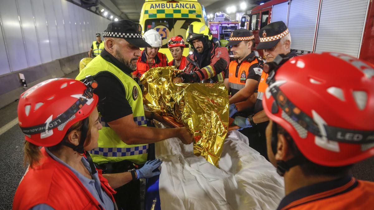 Simulacro de accidente en el túnel de los omeyas