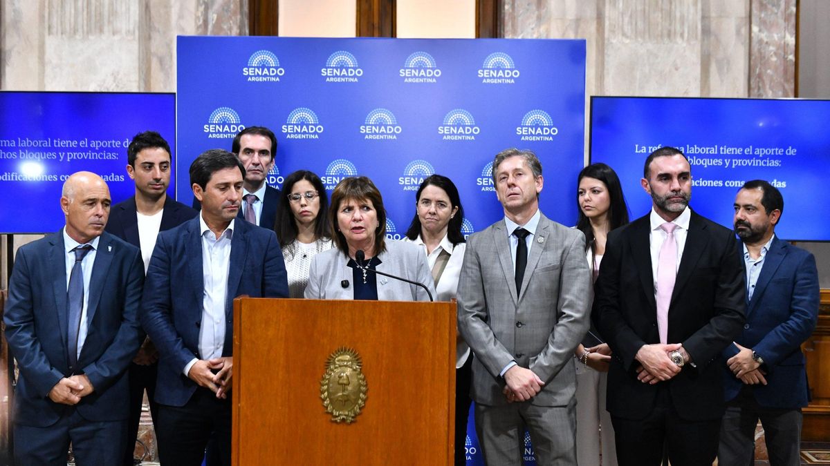 Patricia Bullrich escoltada por Eduardo Vischi (UCR) y Martín Goerling (PRO)