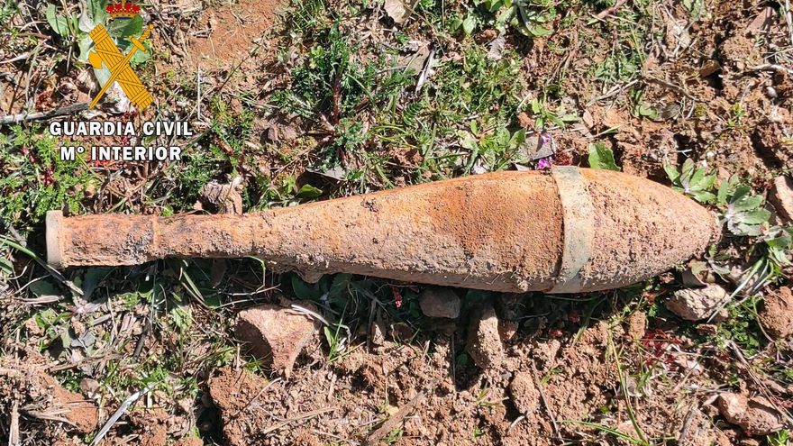 El proyectil encontrado en Zarza Capilla