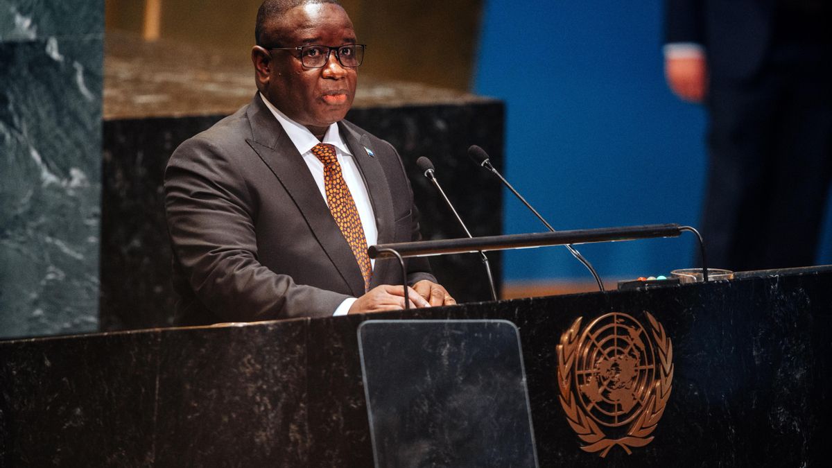 El presidente de Sierra Leona, Julius Maada, en una cumbre de la ONU en 2024. 