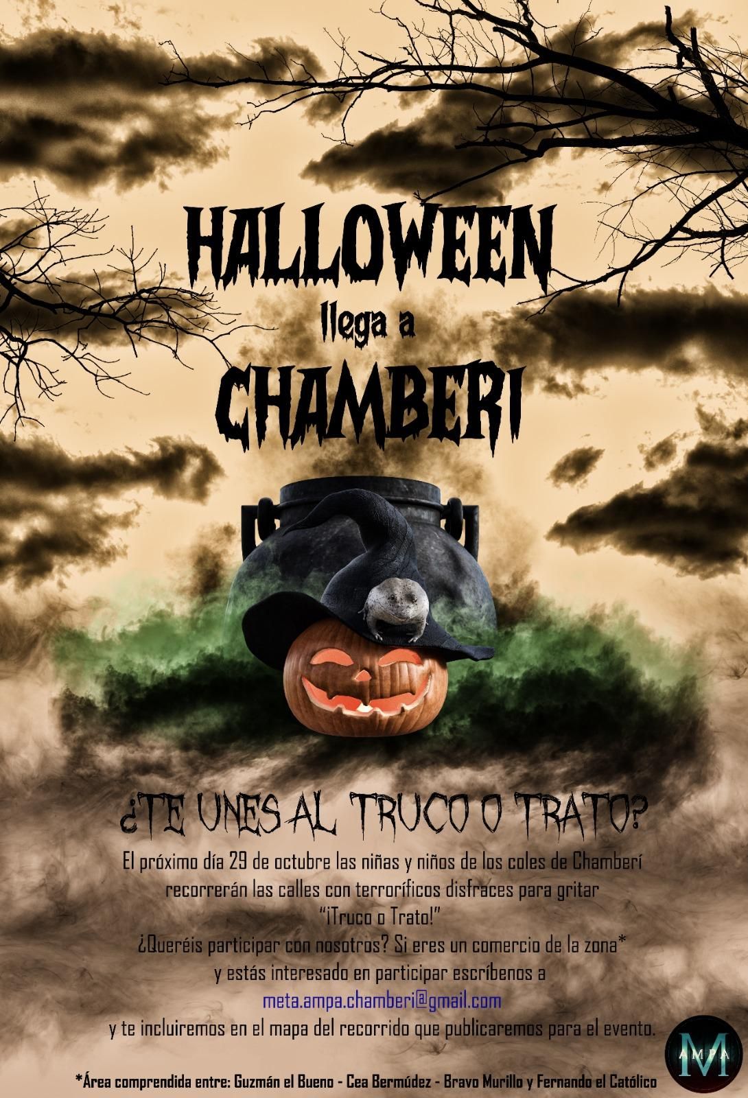 Cartel de la ruta de 'truco o trato' en Chamberí