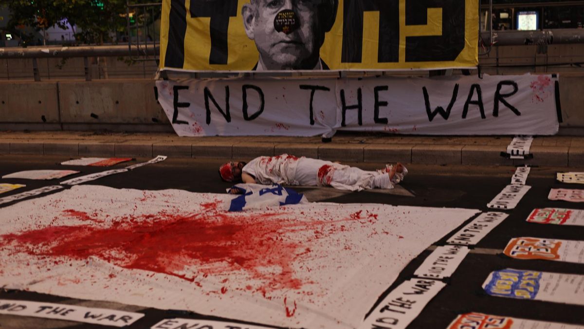 Protesta contra Benjamín Netanyahu en la base militar de Kirya en Tel Aviv, el 16 de agosto de 2025.