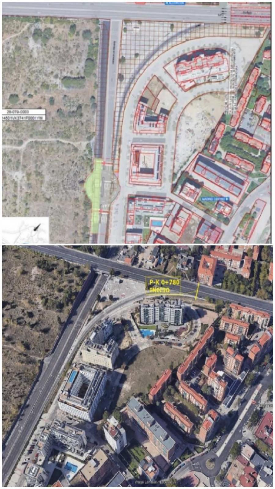 Inicio del descenso de la carretera, en la zona de Padre Piquer y la Avenida de los Poblados