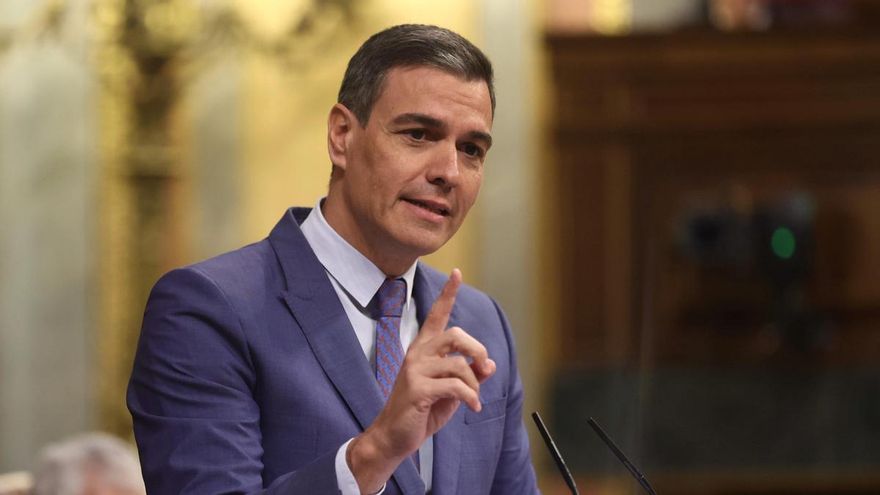 El presidente del Gobierno, Pedro Sánchez, interviene en una sesión plenaria, en el Congreso de los Diputados, a 8 de junio de 2022, en Madrid (España).