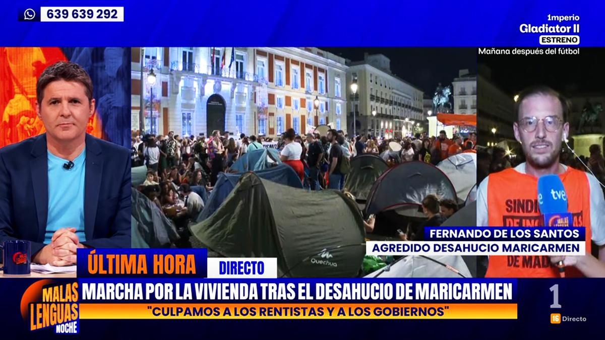 'Malas lenguas noche' se trasladó por sorpresa a La 1 de RTVE para informar de la "histórica" acampada en Sol