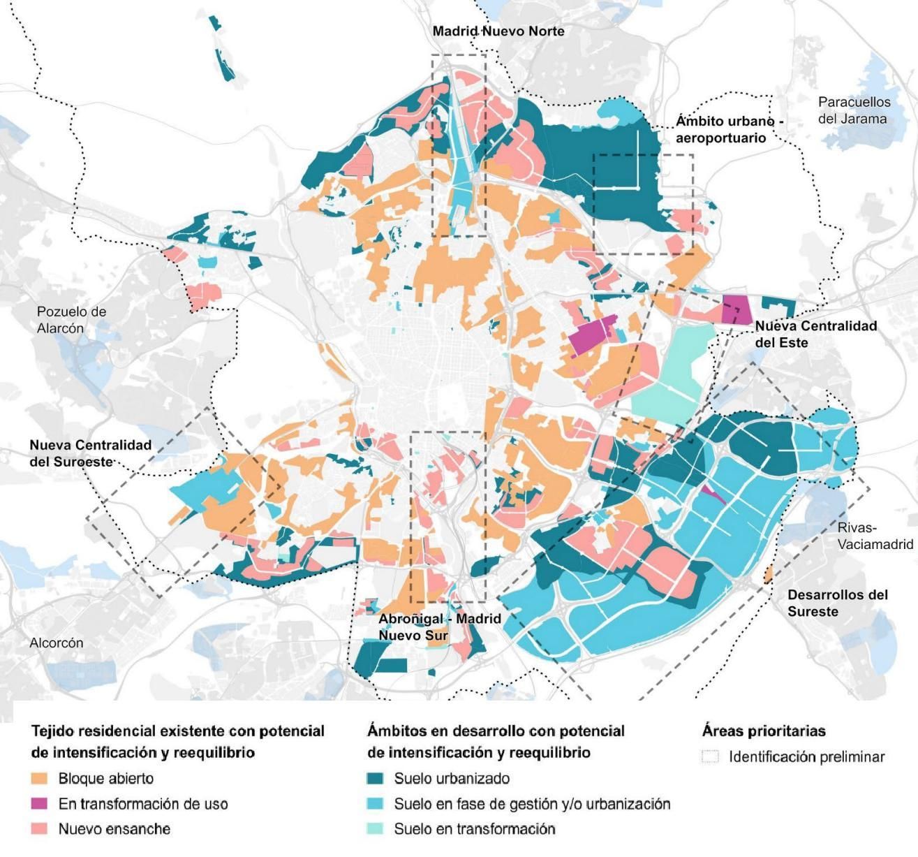 Áreas prioritarias para la intensificación en vivienda de Madrid