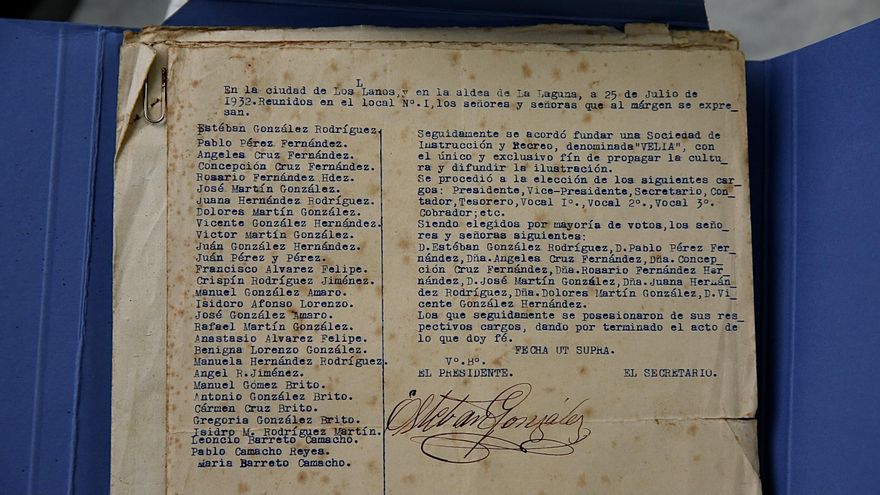 Acta de fundación de la Sociedad Velia, en 1932