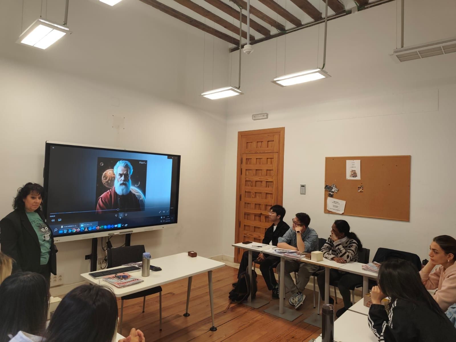 Alumnos de español de Alcalingua durante una de las actividades del escape room