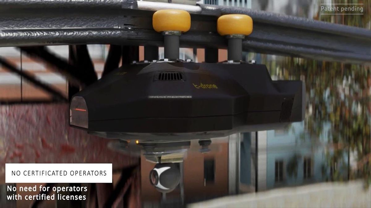 El 't drone' de Telice, que recorre cableado o pequeños raíles con cámara y sensores.