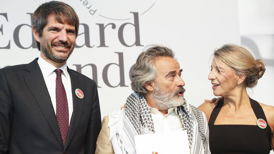 Urtasun, Eduard Fernández y Yolanda Díaz en la entrega del Premio Nacional de Cine