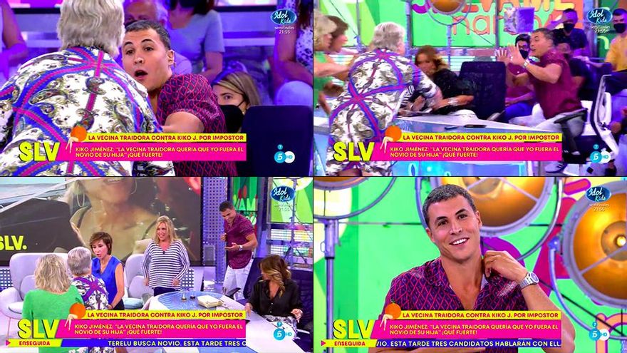 La "vecina traidora" de Ortega Cano pierde los papeles en 'Sálvame' y tira un vaso de agua a Kiko Jiménez