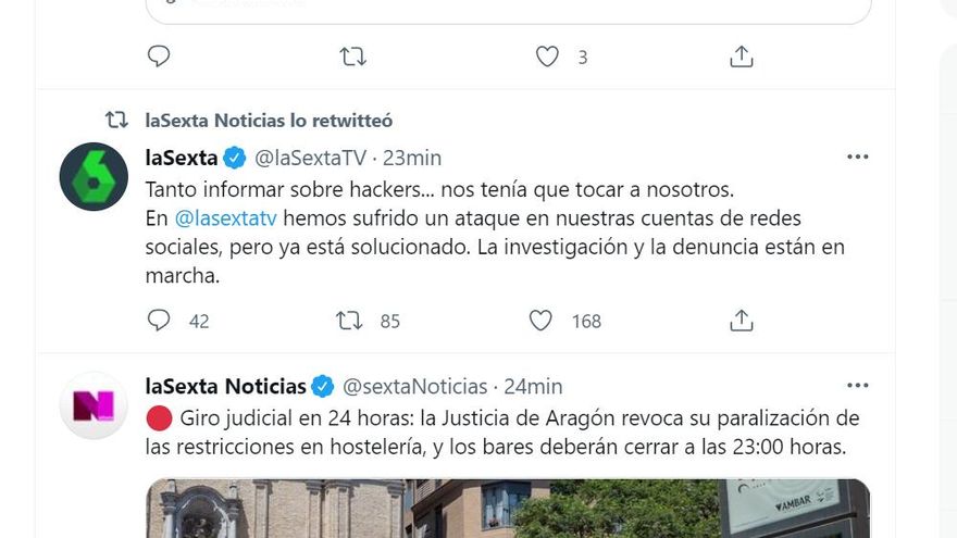 laSexta y sus programas, víctimas de un ataque en Twitter: "Tanto informar sobre hackers... nos tenía que tocar a nosotros"