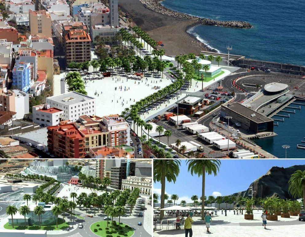Infografías de distintas propuestas del Plan Director de Infraestructuras del Puerto de Santa Cruz de La Palma.