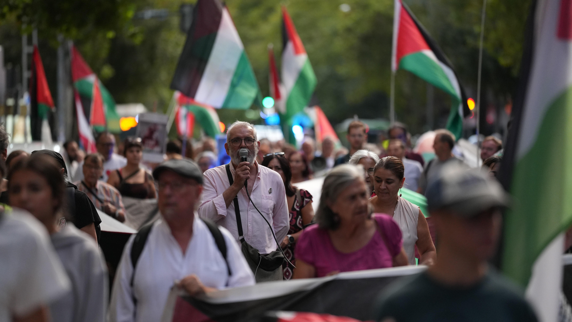 Manifestantes participan en Córdoba en una marcha en solidaridad con Palestina