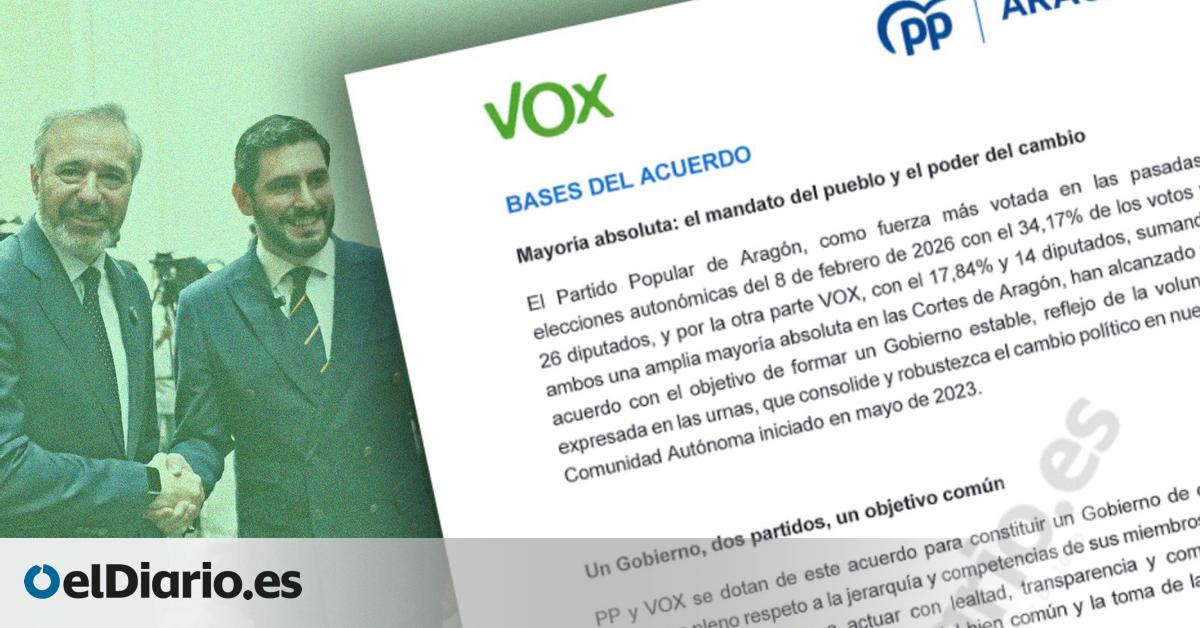 DOCUMENTO | Consulta el pacto íntegro entre PP y Vox en Aragón