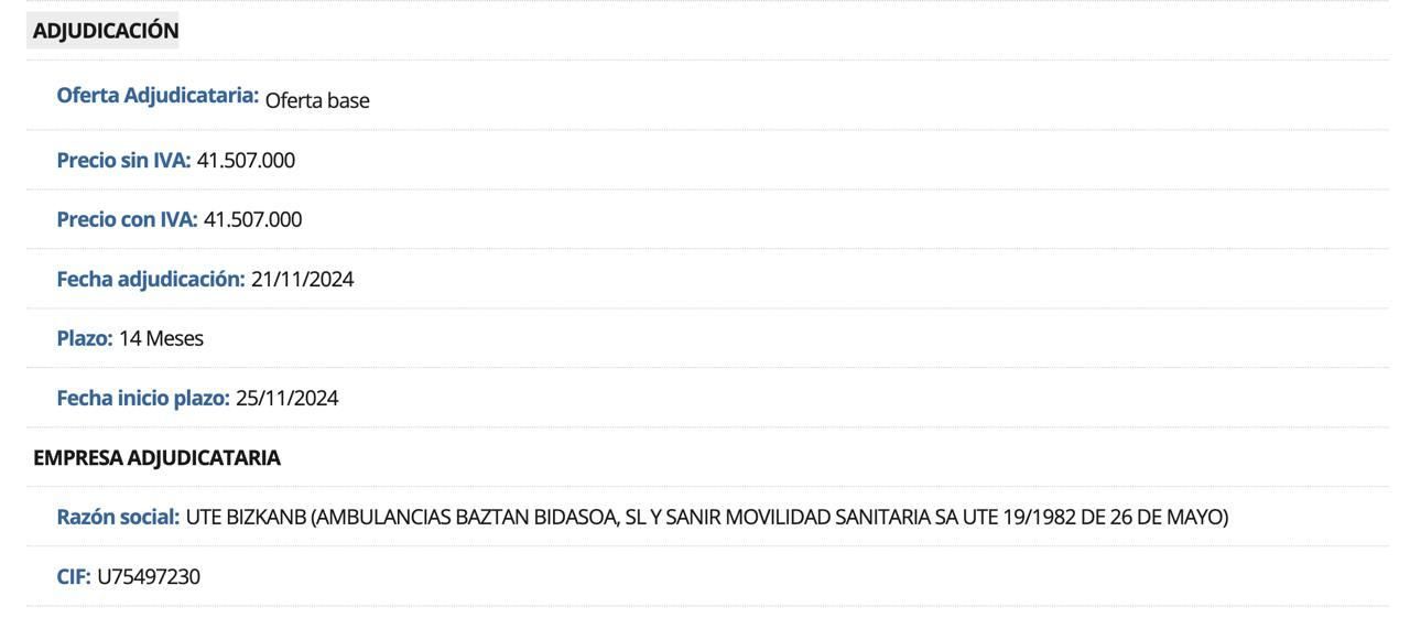 Contrato 2 de las ambulancias de Bizkaia