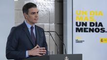 Pedro Sánchez, durante la comparecencia en la que anunció una nueva prórroga del estado de alarma.