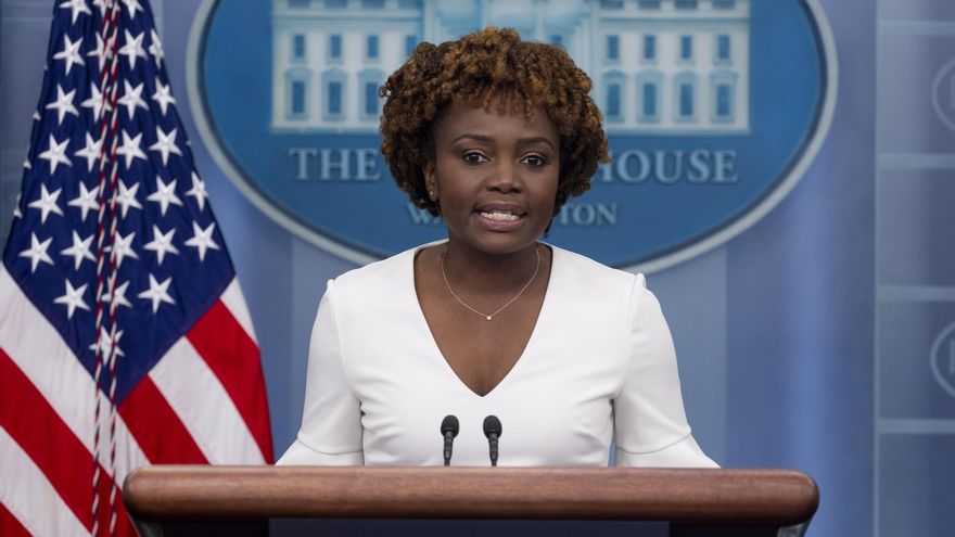 La portavoz de la Casa Blanca, Karine Jean-Pierre, en una fotografía de archivo. EFE/EPA/MICHAEL REYNOLDS/Pool